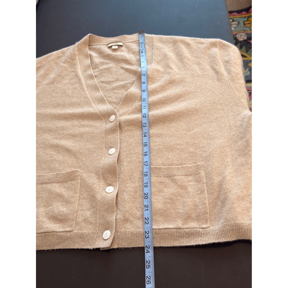 J.Crew Cashmere Patch Pocket cardigan Sweater Women's Tan Preppy Academia XL - Picture 15 of 15